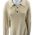 Quince NEW  Women's Cream Chunky Rib Knit Collar Long Sleeve Polo Sweater Top XL Photo 0