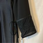 ZANG TOI‎ Couture Black Dress Silk Designer Floral Lace Sheer Sleeves Handmade Size M Photo 11