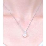 Boutique NEW Pearl Pave Simulated Diamond Necklace White Gold 925 Silver 16-18"‎ Photo 6