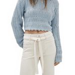 Mango Bow Straight Leg Ankle Jeans Ecru Off White NWT Size 8 Photo 3