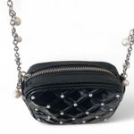 White House | Black Market  women’s Black Quilted Crossbody Bag with Pearl Accents Photo 5