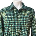 A Rare Bird Christmas Distressed Cowboy Santa Plaid Flannel Shirt, Sz S/M Green Size M Photo 6