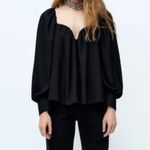 ZARA  Flowy Sweetheart Neck Longsleeve Black Top Size Medium Photo 0