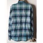 Free People  Oversized Raw Hem Button Down Shirt S Blue Plaid Photo 3