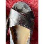 Coach Women's Metallic Silver Cross-Strap Sandals Photo 2
