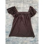 Chaser NWT! Black Flutter Sleeve Square Neck Tee Medium Photo 5