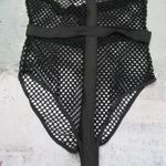 Elegant Moments Diamond Fishnet Net Halter Strap Teddy Bodysuit Women’s XL Black Photo 9