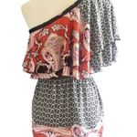 Black and rust one shoulder ruffle top size large Photo 2