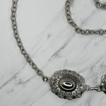 Womens Southwestern Concho Chain Belt Silver Tone Stamped One Size OS ✨ Photo 7