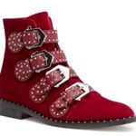 Givenchy NWB  Elegant Flat Dark Red Ankle Boot WINE SZ 40 studded buckle Photo 0