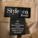 Style & Co  Petite Women Jacket excellent condition genuine leather tan color Photo 2