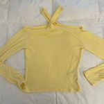 Peach Love California yellow halter neck off the shoulder lightweight sweater Photo 0
