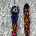 Multicolor Bright Braided Leather Belt Large Purple Photo 1