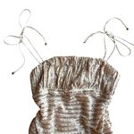 Selfie Leslie NWT! Champagne Gold  Disco Doll Tied Shoulder Sequin Mini Dress Photo 3