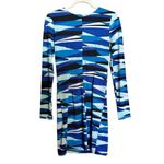 Julie Brown Dress Womens Small Blue Multicolor Geometric Print Sheath Cocktail Photo 4