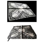 Vintage Neck Scarf Silver Black Floral Art Deco Hand Rolled Hem Korea Co… Photo 9