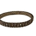Rhinestone Stretch Cuff Bracelet Gemstones Silver Tone Bling Glam Photo 0