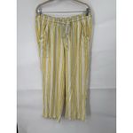 Torrid  Pull On Wide Leg Striped Linen Blend Pants Women 1R XL Yellow White Beach Photo 1