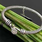 Charming Charlie Retired Silver Fall Layer Twisted Cable Pave Round Clasp Bangle Photo 0