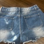 Micas Frayed Hem Blue Denim Shorts Photo 2