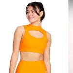 Peloton Women’s M Cadet Rib High Neck Cutout Sports Bra Bright Orange Athletic Photo 11