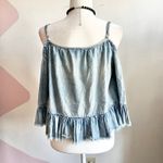 Velvet Heart Denim Bell Sleeve Top, Vintage 70s Boho Cottagecore‎ Retro Festival Small Photo 1