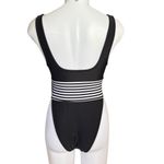 Forever 21 black tank style high cut swimsuit with white stripes lightly padded Photo 4