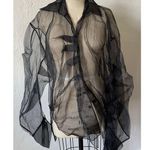 Gaze de Lin Sheer Black Unstructured Asymmetrical Button Photo 0