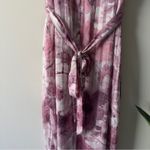 Lulus Sparkling Summer Purple Floral Lurex Maxi Dress Tie Waist Side Slits Lined Photo 9