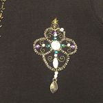 Vintage Studio Joy Black Cardigan Size S Jewel Brooch Trim Cottagecore Glam Photo 2