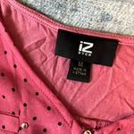 Iz Byer Rosy Pink Black Polka Dot Zip Neck Sleeveless Blouse Tank Top Med Photo 4