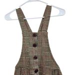 Urban Outfitters  Joey Plaid Button-Up Skirtall Overall Jumper Dress Brown Small Photo 5
