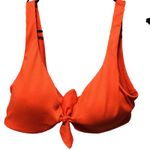 EXPRESS  Ribbed Orange Halter Tie Front Bikini Swimsuit Top Women's L Photo 0