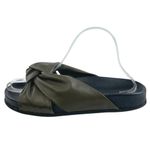 Jenni Kayne  Women's Olive Green Knot Strap Leather Slip On Flat Sandals Size 8 Photo 1