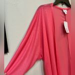 LuLaRoe Women’s Lindsay Coral Pink Polka Dot Sheer Chiffon Kimono Cardigan M Photo 3