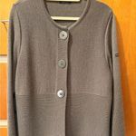 Saint James Cardigan Sweater Wool Knit Ribbed Big Buttons Long 14 Brown Photo 0