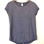 CALVIN KLEIN PERFORMANCE Navy Blue White Short Cap Sleeve Cutout Back Tee Small Photo 0