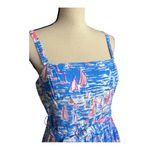 Lilly Pulitzer  Sail Boat Vibrant Blue and Pink Maxi Dress Size 10 Photo 3