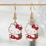 Hello Kitty Adorable Red Strawberry  Dangle Earrings - Photo 0