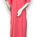 Kaftan Pink Scalloped Sleeve Notched Neckline Pink Maxi Dress Size Medium Caftan Photo 1
