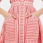 Hunter Bell Cosi Striped Midi Dress Red Poppy White Button Front Size 2 NWT Photo 13