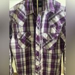 Wrangler  Pearl-Snap Shirt Purple Plaid Size Women’s Small - EUC Photo 2