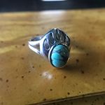 Blue Moon Turquoise Sterling Silver Bear Paw Ring Size 7 Photo 8