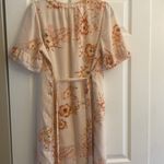Kaari Blue  peach‎ floral midi dress tie waist size L Photo 4