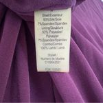 Alice + Olivia Silk Blend Mini Dress Purple Black Faux Leather Roll Tab Sleeves Photo 7