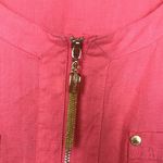 Ellen Tracy  Women’s Linen Quarter Zip Gold-Colored Tassel Coral Hi-Low Blouse Photo 2