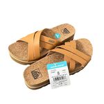 REEF New!  Kaia Cross Tan Cushion Bloom Platform Cork Crisscross Sandals - Size 8 Photo 2