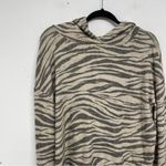 LNA  Aritzia Tan & Black Animal Print Hoodie Sweatshirt Womens S Striped Cropped Photo 1