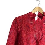 Saylor  Rita Raspberry Red Lace Fit & Flare Long Sleeve Cocktail Mini Dress Large Photo 6