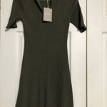 Everlane The Knit Polo Dress Collared Ribbed Short-Sleeve Midi olive new large Photo 3